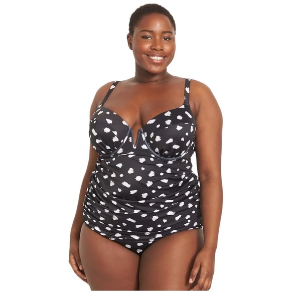 Lane Bryant Fitted Underwire Swim Tankini Top Giraffe Dot- 38F - Picture 1 of 4